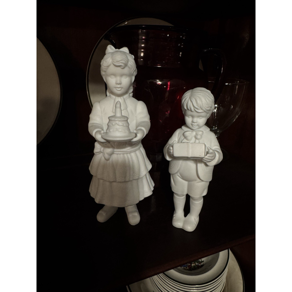 Set of Dept 56 Silhouette- Treasures a Gift For You -White Porcelain Figurines